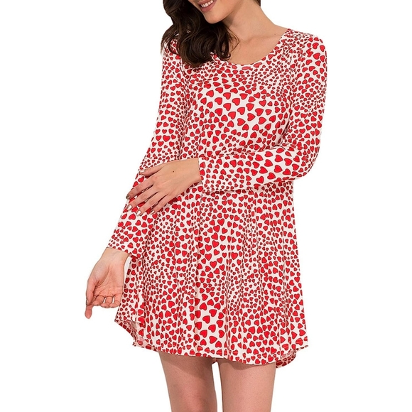 Dresses & Skirts - Aphratti Long Sleeve Heart Print Dress